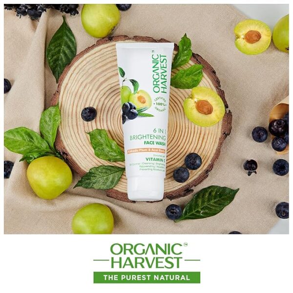 Organic Harvest 6-in-1 Brightening Face Wash: Kakadu Plum & Acai Berry | Daily Use Facewash For Men & Women | 100% American Certified Organic | Sulphate & Paraben-Free 100gm - Image 4