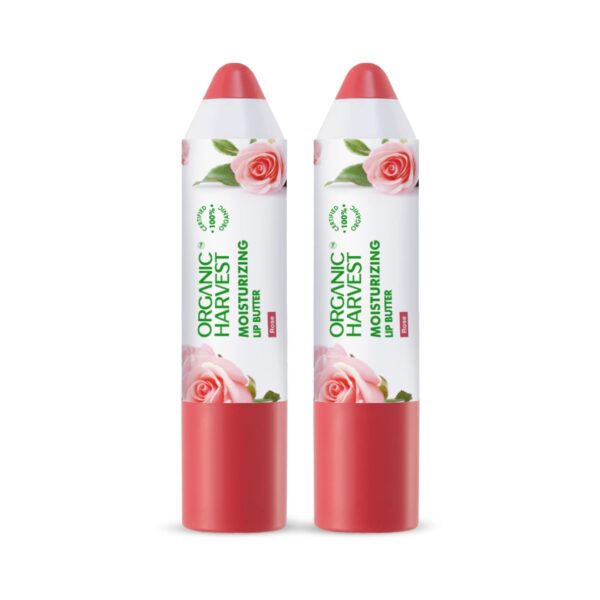 Organic Harvest Moisturizing Lip Butter: Rose | Tinted Lip Butter for Women, Men & Kids | Best Organic Lip Balm | 100% American Certified Organic | 4gm (Pack of 2)