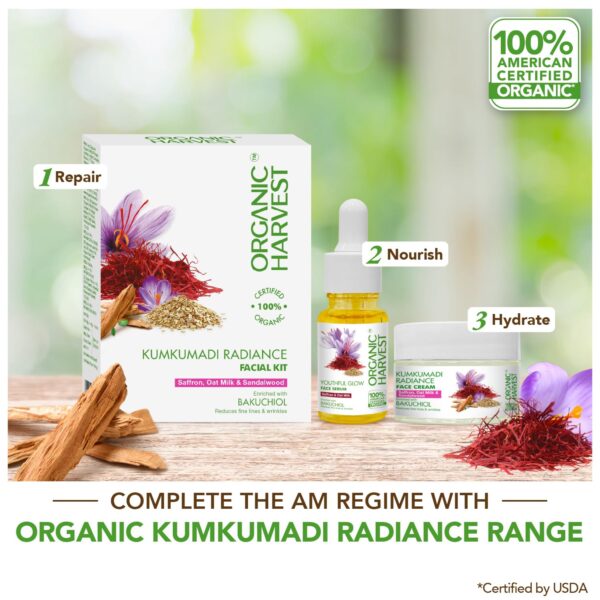 Organic Harvest Youthful Glow Face Serum & Kumkumadi Moisturising Cream Combo for Glowing Skin | Anti-Aging Serum & Cream for Women & Men | Reduces Pigmentation, Repairs & Nourishes Skin - Image 4