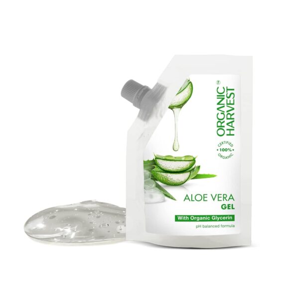 Organic Harvest Aloe Vera Gel: With Organic Glycerine | Moisturizer for Women and Men | Aloe Vera Gel for Face and Hair | 100% American Certified Organic | Sulphate & Paraben-free - 100gm