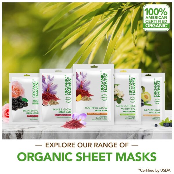 Organic Harvest Brightening Sheet Mask: Kakadu Plum & Acai Berry | Sheet Mask for Glowing Skin | Skin Care for Women & Men| 100% American Certified Organic | 30ml - Image 4