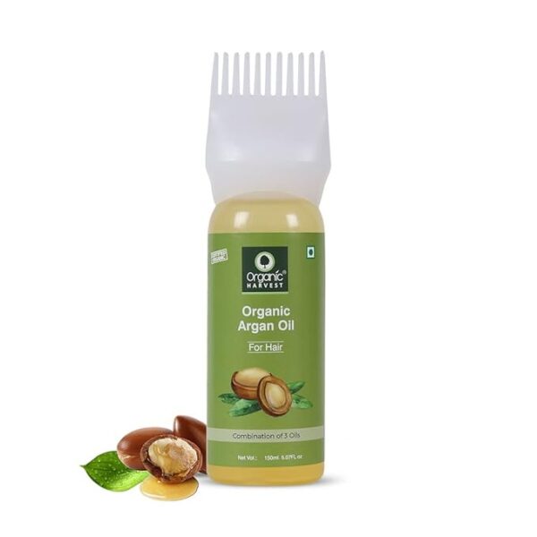 Organic Harvest Organic Argan Hair Oil | For Men & Women | Cold-pressed Moroccan Argan Oil For Soft, Silky & Smooth Hair | 100% American Certified Organic | Sulphate & Paraben-free - 150ml