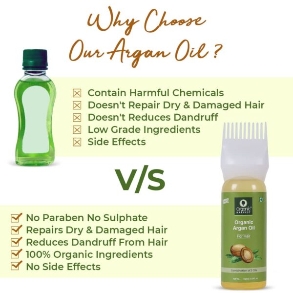 Organic Harvest Organic Argan Hair Oil | For Men & Women | Cold-pressed Moroccan Argan Oil For Soft, Silky & Smooth Hair | 100% American Certified Organic | Sulphate & Paraben-free - 150ml - Image 3